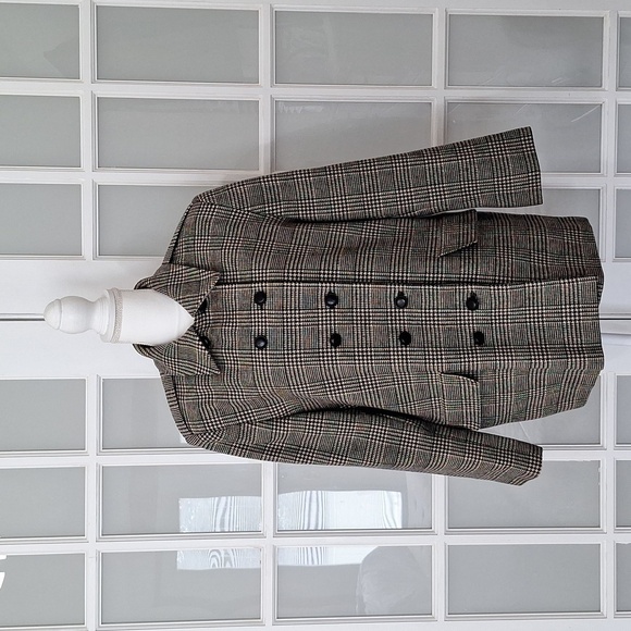 Vintage Harve Benard Houndstooth Plaid Wool Double Breasted Peacoat Size - 14 - Picture 2 of 16